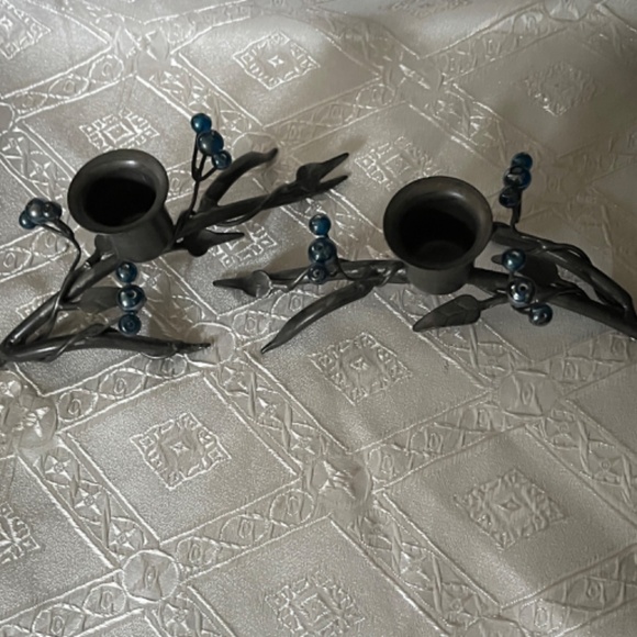 Artistic blue and black candle stick holders - Picture 2 of 4